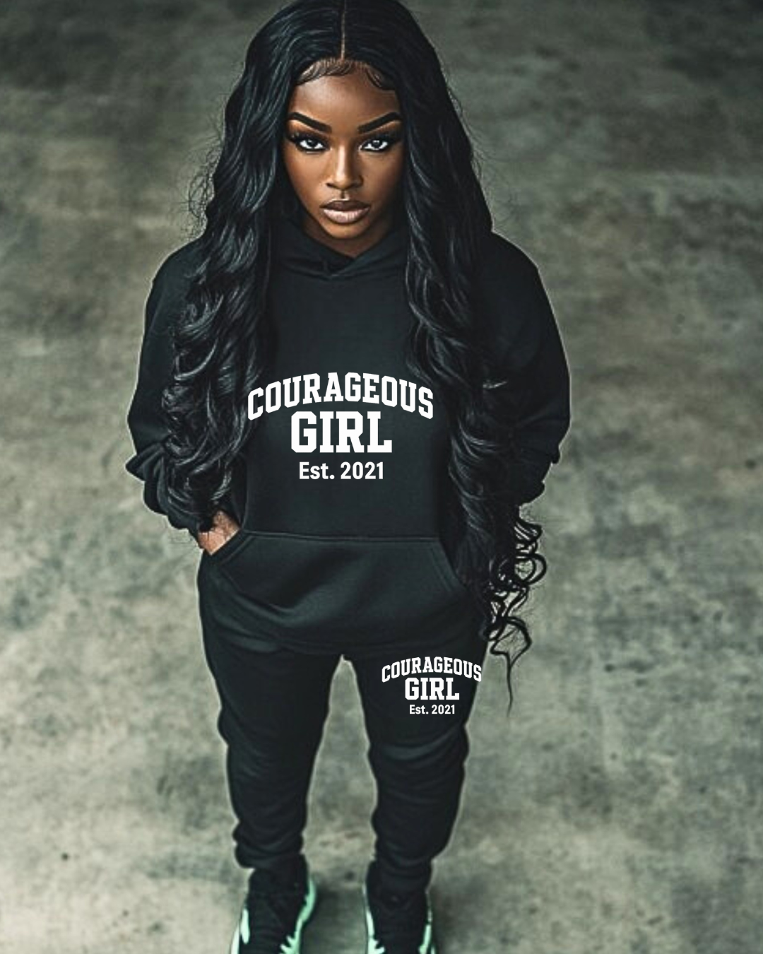 Courageous Girl Tracksuit Set (Black & White)