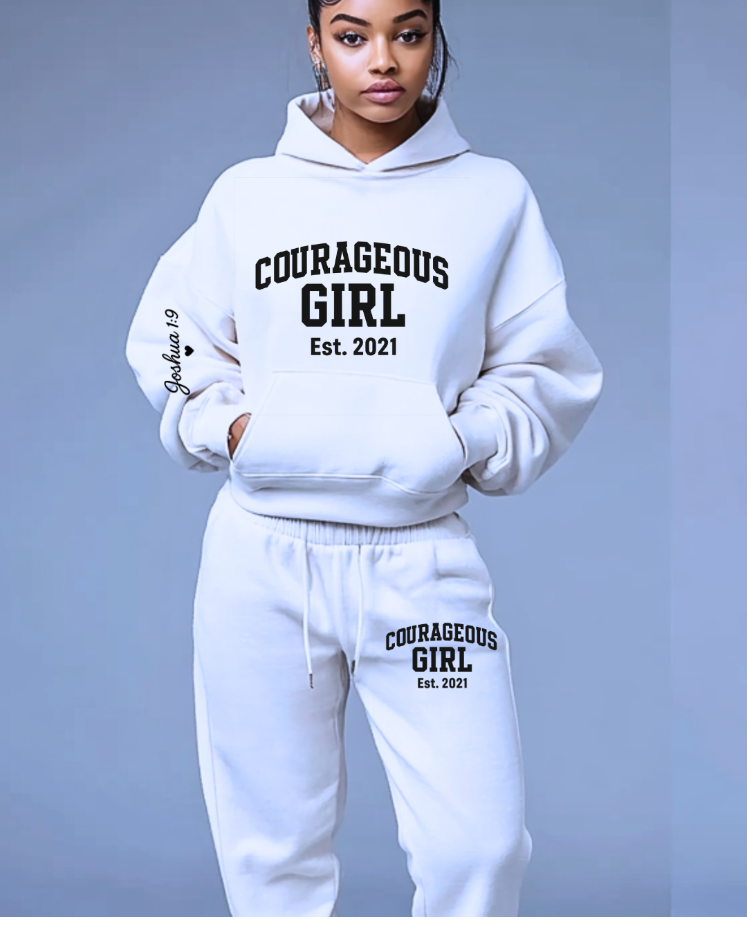 Courageous Girl Tracksuit Set (Black & White)
