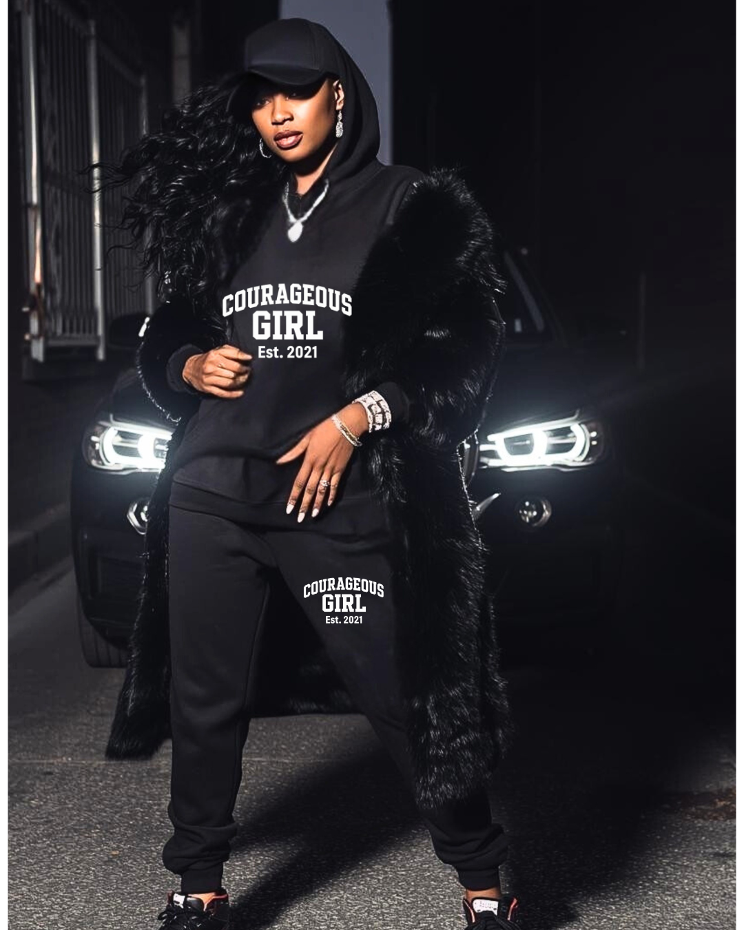 Courageous Girl Tracksuit Set (Black & White)