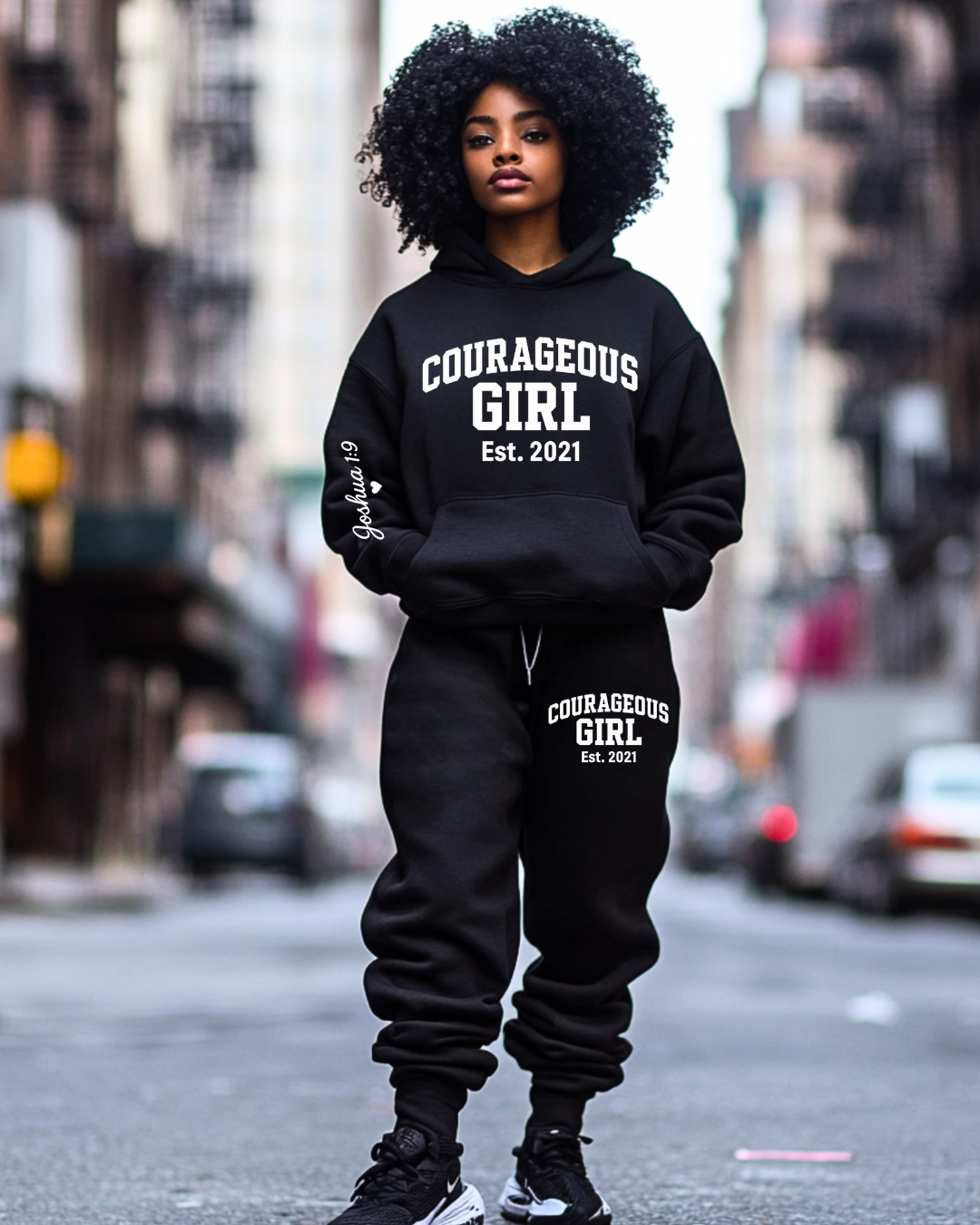 Courageous Girl Tracksuit Set (Black & White)