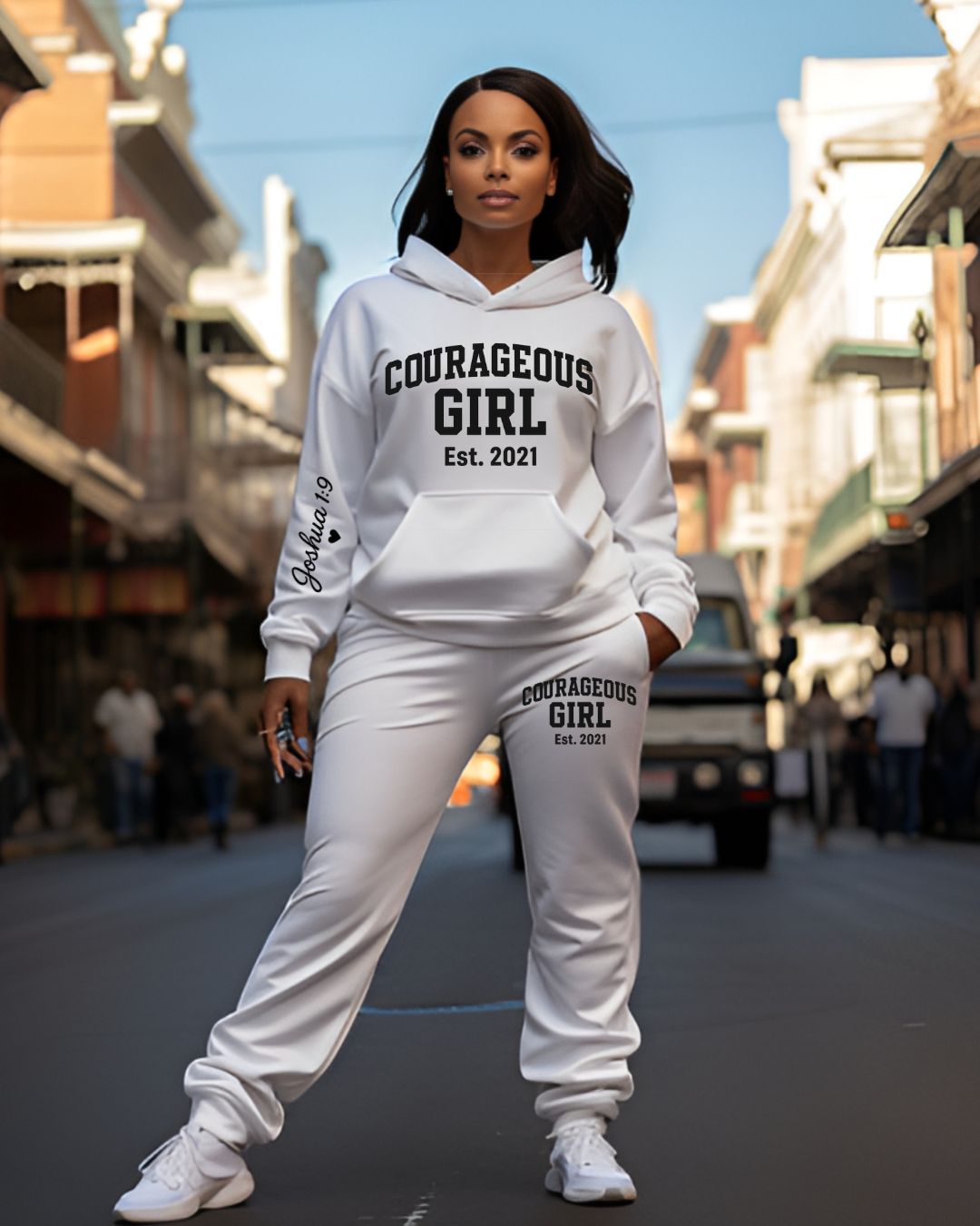 Courageous Girl Tracksuit Set (Black & White)
