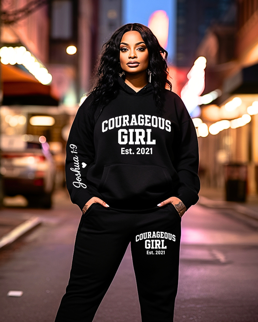 Courageous Girl Tracksuit Set (Black & White)